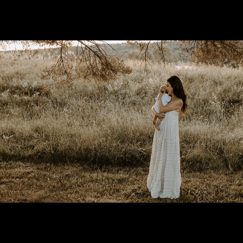 Lucca Couture Tiered Maxi Dress Cream Stripe